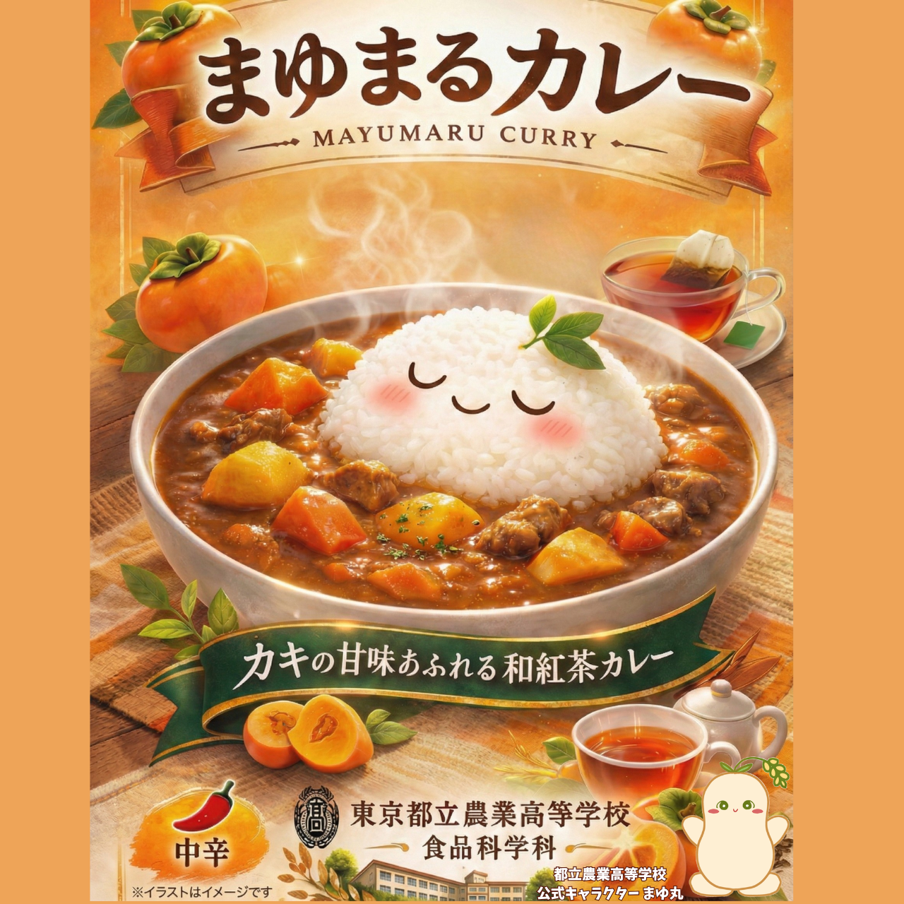 【東京都府中市】都立農業高校プロデュース_カキの甘味あふれる和紅茶カレー（まゆまるカレー）